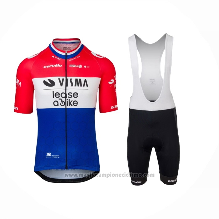 2024 Abbigliamento Ciclismo Jumbo Visma Rosso Bianco Blu Manica Corta e Salopette